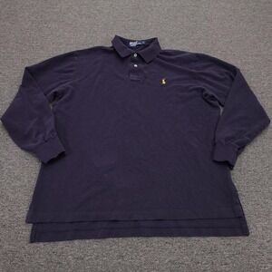 Polo By Ralph Lauren Polo Shirt Mens Large Navy Blue Long Sleeve Cotton Knit
